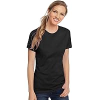 Hanes Womens 4.5 oz. 100% Ringspun Cotton Nano-T T-Shirt(SL04)-Black-3XL