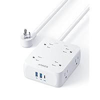 Surge Protector Power Strip 2000J, 5ft Round Extension Cord, 8 AC Outlet Extender with 2 USB A Ports and 1 USB C Port with Iphone15, for Home,Office, Dorm Room Essentials,TUV Listed (White)