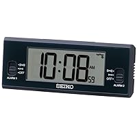 Seiko SQ321K Alarm Clock, Table Clock, Digital, Radio, Black, 1.9 x 4.8 x 1.2 inches (48 x 123 x 30 mm)