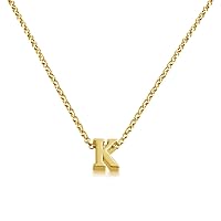 Initial Letter K Personalized Serif Font Small Pendant Necklace Thin 1mm Chain