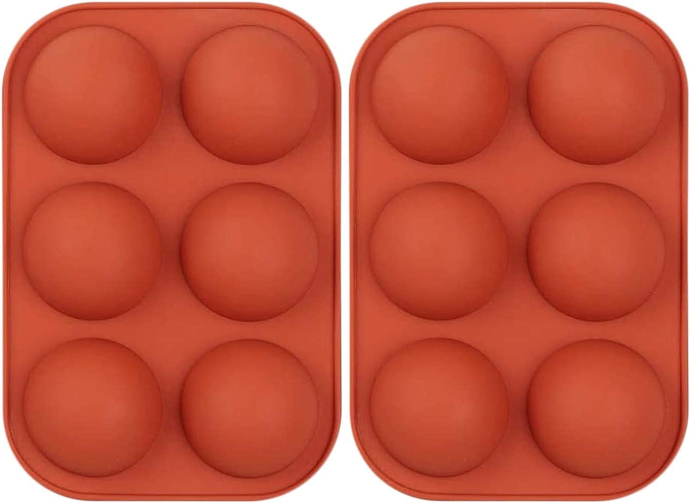 6 Holes Silicone Mold for Chocolate Bomb, 2 Pack Semi Sphere Baking Molds For Making Cake, Jelly, Mousse, Pudding, Handmade Soap, BPA Free Baking Mould
