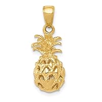 14K Yellow Gold 31.25x8mm 3D Cut-out Pineapple Pendant