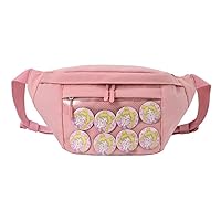Fanny Pack Ita Bag Crossbody Kawaii Cute Pin Display Bag Messenger Japanese Transparent Clear Waist Bags (pink)
