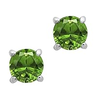 Multi Choice Round Shape Gemstone 925 Sterling Silver Solitaire Stud Earring For Women