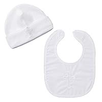 ESTAMICO Baptism Baby Boy Hat with Embroidered Cross Christening Baby Gifts Newborn Infant Beanie Hat