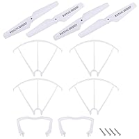 uxcell ABS Propeller CW CCW 2 Pairs + 4 Protective Covers + 2 Landing Blades for SYMA X5C X5SC Quadcopter Drone White