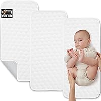 Gorilla Grip 3 Pack Soft 100% Waterproof Hypoallergenic Absorbent Baby Changing Liners, Stay in Place Pad, Slip Resistant, Quilted Machine Washable Reusable Liner Pads, Diaper Table Mat Cover, White