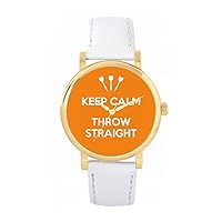 Orange Keep Calm Throw Straight Watch Ladies 38mm Case 3atm Water Resistant Custom Designed Quartz Movement Luxury Fashionable