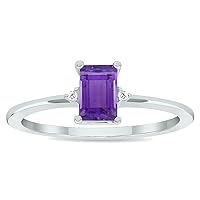 Women's Amethyst and Diamond Classic Band in 10K White Gold