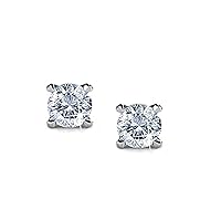 Rhodium Plated Sterling Silver 925 Stud Earrings with Swarovski Crystals (DIAMOND)