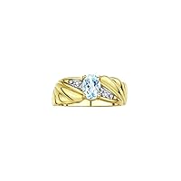 Rylos Angel Wing Birthstone Ring 7X5MM Gemstone & Diamonds - Elegant Stone Jewelry for Women in Yellow Gold Plated Silver, Available in Sizes 5-10