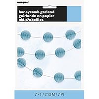 Powder Blue Honeycomb Ball Garland - 7 ft. - Elegant Paper Decor - Ideal for Bridal Showers, Birthdays, & Christmas Parties (1 Pc.)