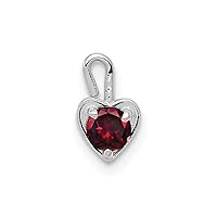 14K White Gold July Simulated Birthstone Heart Charm