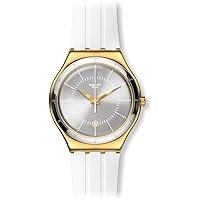 Swatch Irony Whiteliner Silver Dial White Rubber Ladies Watch YWG401