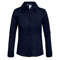Girl's Basic Casual Long Sleeve Roll Up Button Down Blouse Shirts