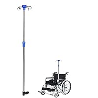 Height Adjustable I. V. Pole Plug-in Drip Stand with 4 Hooks for Nursing Bed,Wheelchair,C
