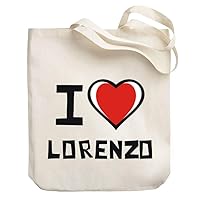 I love Lorenzo Bicolor Heart Canvas Tote Bag 10.5