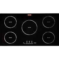 VEVOR Electric Cooktop, 5 Burners, 36'' Induction Stove Top, Built-in Magnetic Cooktop 9200W, 9 Heating Level Multifunctional Burner, LED Touch Screen w/Child Lock & Over-Temperature Protection