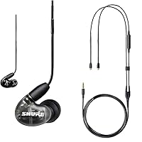 Shure AONIC 4 Wired Sound Isolating Earbuds - Black & RMCE-UNI Remote Mic Universal Communication Cable for Detachable SE Earbuds Earphones - 3.5mm