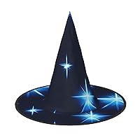 Cartoon Blue Star Printed Halloween Witch Hat,Witch Cap Costume Accessory For Halloween Christmas Party Decoration