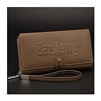 European and American Multi -Function Hand -Grabbing Long Wallet Men's Handbags Large -Capacity Handbag Wallet (Color : Khaki Free)