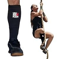 Unbrokenshop.com Cross Fit Shin Guard Calf Compression Sleeve, Weightlifting, Deadlift, Rope Climb, Box Jumps for Men Women, One Sleeve (Black)