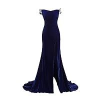 Sexy Front Slit Mermaid Formal Evening Dresses with Open Back