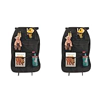 Diono Stow 'n Go Car Back Seat Organizer for Kids, Kick Mat Back Seat Protector, With 7 Storage Pockets, 2 Drinks Holders, Water Resistant, Durable Material, Black (Pack of 2)