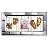 Momspresent Baby Hand Print and Foot Print Deluxe Casting kit with Silver Frame9 Gold