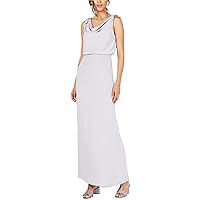 Adrianna Papell Womens Solid Blouson Gown Dress, Grey, 12