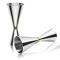 Stainless Steel Cocktail jiggers, LIOUCBD Double Sided Jigger for Bartending, Japanese Style Slim Shot Measure jigger, 2/1 oz Dual Measuring Cup for Bar Party Wine Cocktail Drink Shaker (Silver)
