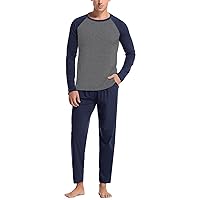 Men's 2 Piece Pajamas Set Home Outfits Long Sleeve T Shirt and Bottom Pajama Set Lounge Set Sleepwear Yoga Suit