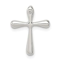 925 Sterling Silver Polished Diamond Religious Faith Cross Chain Slide Jewelry Gifts for Women