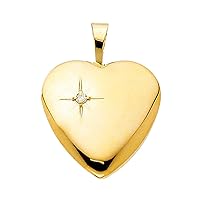 14K Solid Yellow Gold Heart Shaped Locket Pendant Valentines Day Gifts For Her