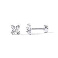PAVOI 14K Gold Plated Solid 925 Sterling Silver Post Flat Back Stud Earrings for Women | Cartilage Helix Piercing
