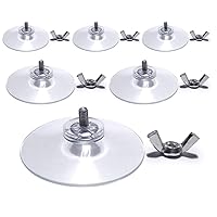 M4 Thread Transparent PVC Suction Cup with Screw Hook 2 Inch Diameter Butterfly Wing Nut Clear Sucker, 6 PCS (Recommended)