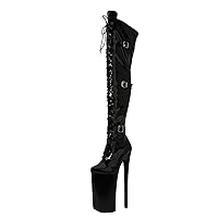 Women's Fashion Round Head Fashion Boots Catwalk Nightclub Over-The-Knee Boots Thick Heel Super high-Heeled Sexy Fashion Boot Pole Dancer Stripper Boots