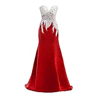 Women Mermaid Evening Gowns Beaded Satin Prom Long Party Dresses