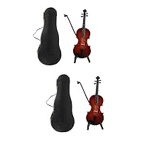 2 Sets Violin Model Mini Music Stand Girls Toys Violin Photo Prop Music Toys Decor Musical Instruments The Worlds Smallest Violin Photo Props Music Violin Toys Basswood Gift Fine