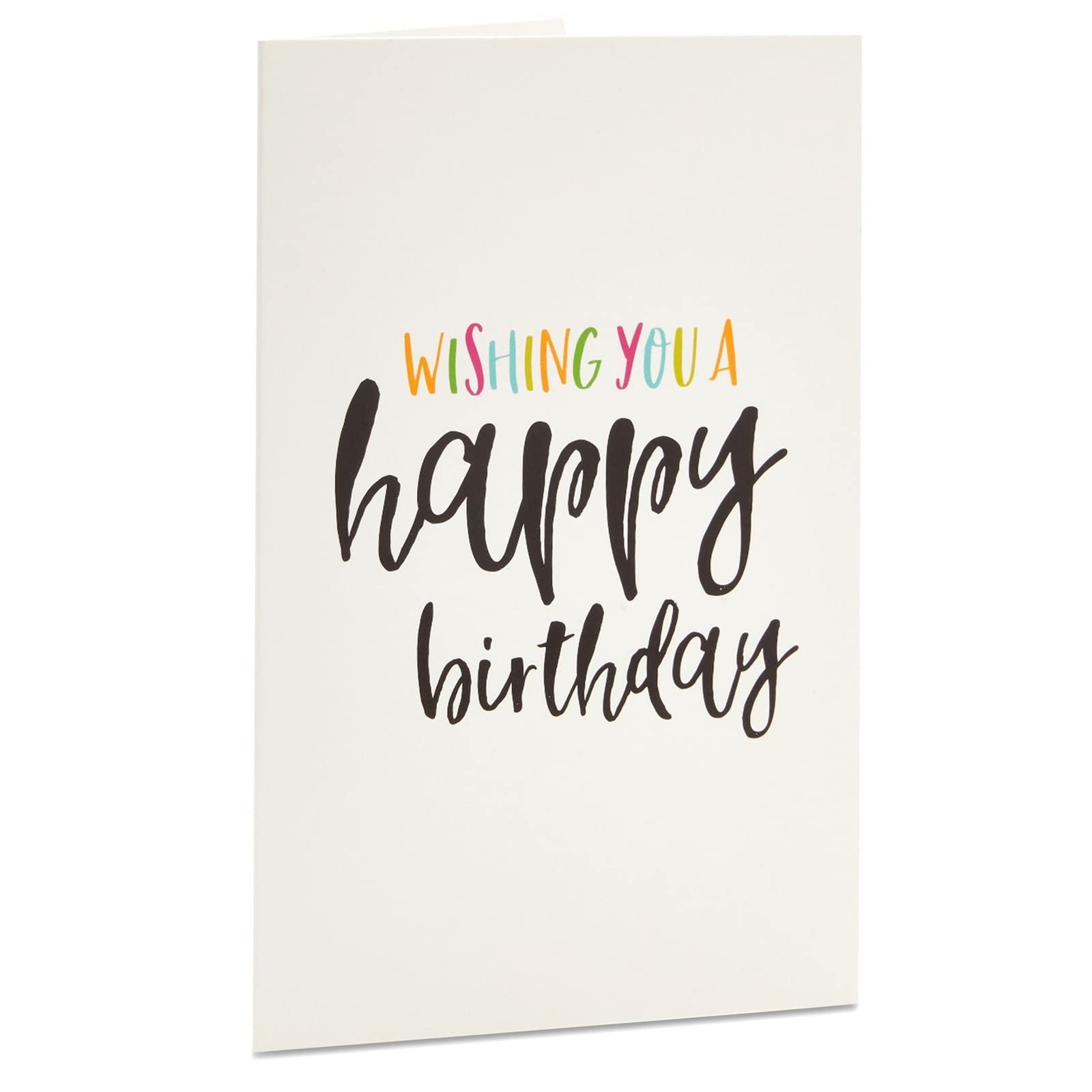 Happy Birthday Greeting Cards (48-Pack) - 6 Handwritten Modern Style, Colourful Designs - Blank on the Inside, Envelopes Included - 10 x 15 Centimetres