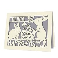 Personalized Easter Card for Her Custom Happy Easter Card for Him Easter Gifts for Daughter Granddaughter Grandson Son Mum Dad Nanny Grandad Custom Bunny Card with Envelope