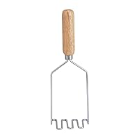 Potato and Vegetable Masher, 9.75-Inches, Single-Wire with Comfortable Wooden Handle
