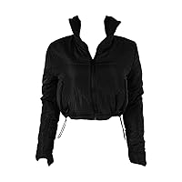Womens Quilted Lightweight Puffer Jacket Winter Thicken Coats Long Sleeve Zip Solid Color Baggy Short Down Coats