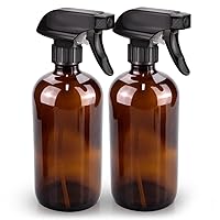 Glass Spray Bottle, Amber Bottle Set & Accessories for Non-toxic Window Cleaners Aromatherapy Facial Hydration Watering Flowers Hair Care (2 Pack/16oz) (Amber)