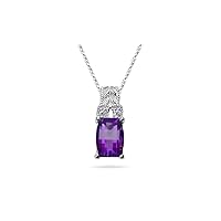 0.04 Cts Diamond & 0.90-0.95 Cts Amethyst Pendant in 14K White Gold