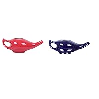 WHOLELIFEOBJECTS Leak Proof Durable Porcelain Ceramic Neti Pot Hold 300 ML and 230 ML Water Comfortable Grip Microwave and Dishwasher Safe (Red and Blue)