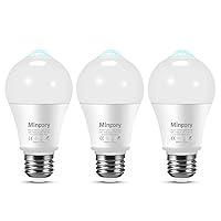 Motion Sensor Light Bulbs, 13W(100W Equivalent) Motion Detector Auto Activated Dusk to Dawn Security LED Bulb, A19 E26 5000K Daylight Outdoor/Indoor Lighting for Garage Porch Stairs Patio, 3 Pack