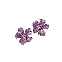 Purple Flower Stud Earrings Bohemia Small Flower Lavender Earrings Oil Drip Flower Earrings for Women Girls Jewelry