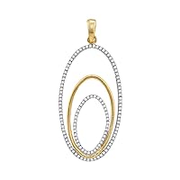 The Diamond Deal 10kt Yellow Gold Womens Round Diamond Triple Nested Oval Pendant 1/3 Cttw