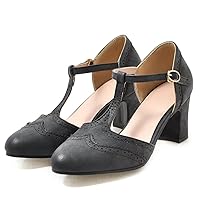 SO SIMPOK Womens Classic T-Strap Oxfords Mary Jane Pumps Round Toe Platform Chunky Heel Brogue Dress Oxford Shoes